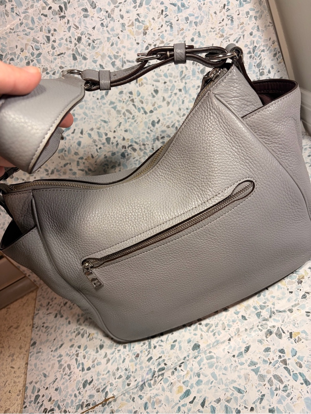 Coach Rori Shoulder Bag C2853 Granite Gray Pebble Leather - Picture 5 of 8